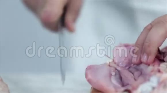 用锋利的刀切火鸡肉视频的预览图