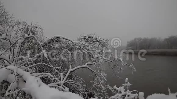 河上大雪冬季天气视频的预览图