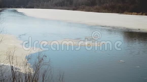 冰融化在河上春天浮在河上视频的预览图