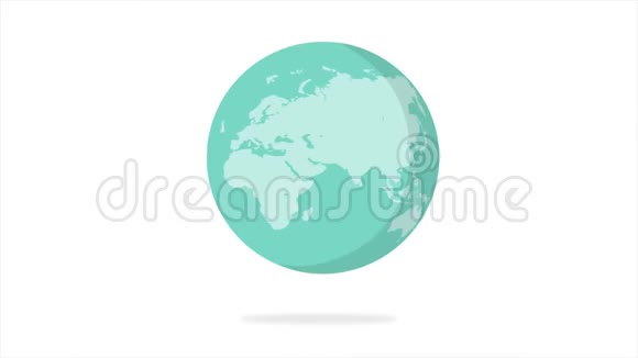 平面设计旋转地球隔离在白色地球的动画平面设计视频的预览图