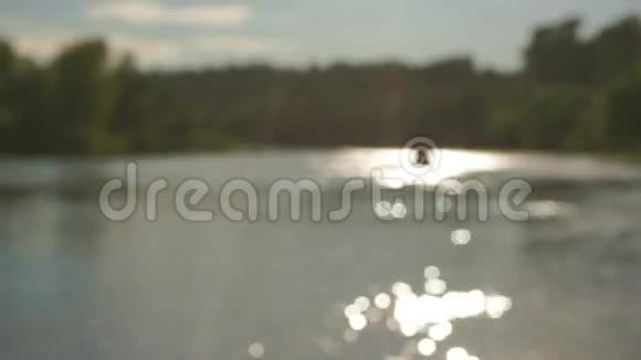 一家人在河边划船慢动作射击视频的预览图