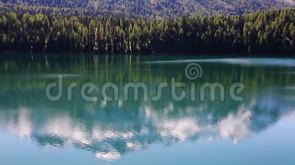在湖树高山场景中的山体反射视频的预览图
