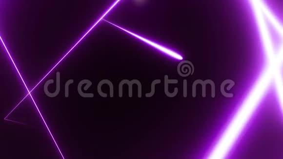 霓虹三角隧道抽象运动背景三角形由生动的紫色线条和摄像机组成在上面移动视频的预览图