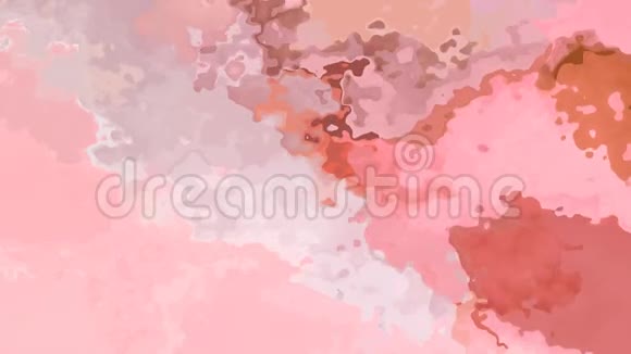 动画闪烁彩色背景无缝循环视频水彩花效果彩色可爱三文鱼粉桃橙米色视频的预览图