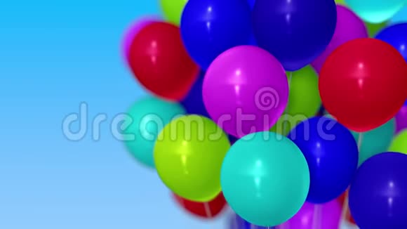 许多氦气球对抗蓝天3D动动画视频的预览图