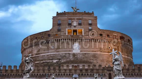 美丽的城堡圣安杰洛天使城堡罗马一个著名的地标视频的预览图