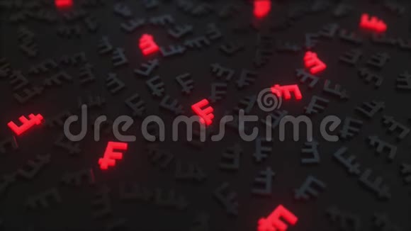 红色瑞士法郎在黑色瑞士法郎符号中发光概念三维动画视频的预览图