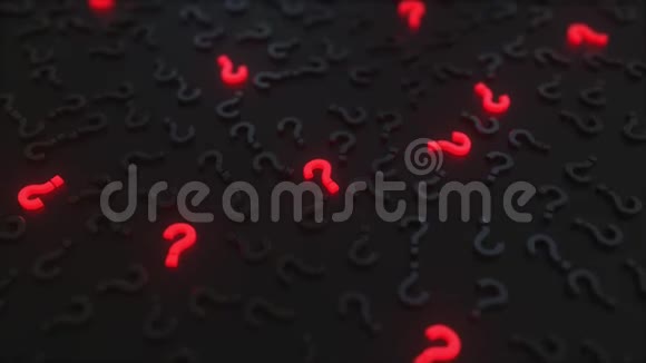 在黑色的问号中闪烁着红色的问号概念三维动画视频的预览图