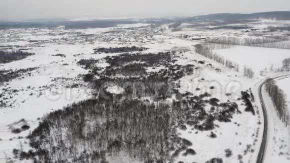 冬季森林的空中全景视频的预览图