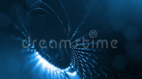 抽象的蓝色环形背景发光粒子如克里斯马斯花环暗成分振荡发光视频的预览图