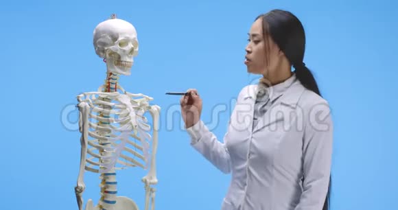 医生用骨架解释解剖视频的预览图