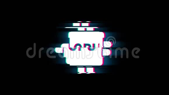 闪烁复古动画上的计算机数字CPU符号视频的预览图