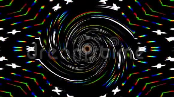 美丽的视频发光明亮的光调节光波的运动五颜六色在黑色的背景下视频的预览图