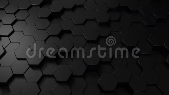 六角暗背景黑色蜂窝抽象金属网格图案工艺壁纸三维渲染视频的预览图