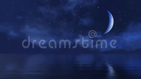 半月星夜在海面上视频的预览图