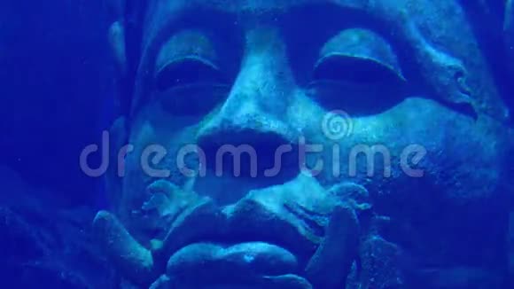 潜水员游过海中的古代雕像视频的预览图