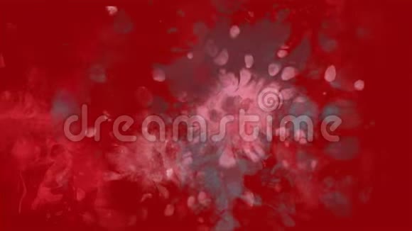 水彩圣诞装饰红心背景上的彩色印迹视频的预览图