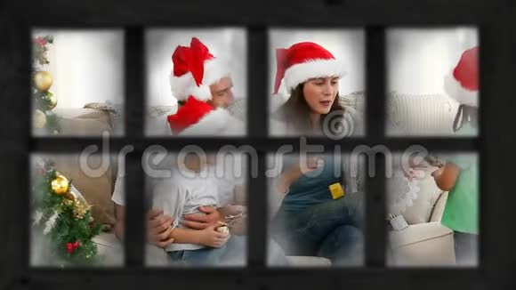 从窗户看到圣诞节的家人视频的预览图