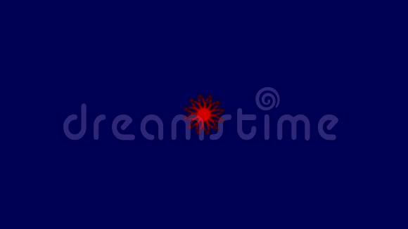 红色闪烁的花出现在深蓝色的背景上视频的预览图