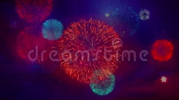 彩色烟花爆炸粒子的最佳价值文本视频的预览图