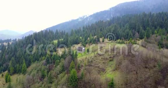 大自然在群山中美丽的风景美丽的山景喀尔巴阡山一个村庄在山上视频的预览图