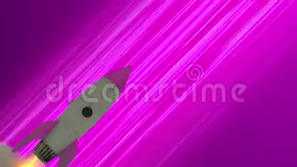 火箭飞船通过太空动画飞行粉色对角线动画速度线空间运动背景视频的预览图