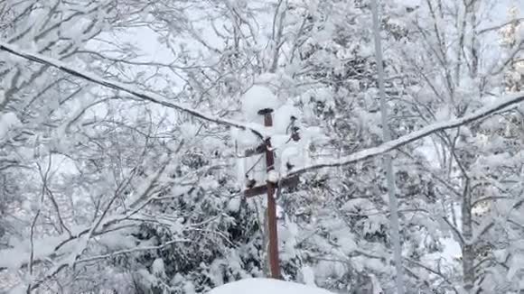 街上的电力站满是雪视频的预览图