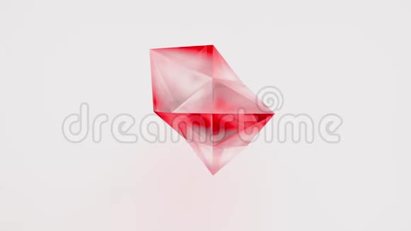 一种在白色背景上任意变换的亮红色未来多面体艺术的动态背景视频的预览图