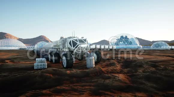 火星探险运输火星漫游者以外星球为基地逼真的动画视频的预览图