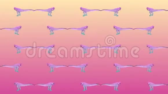 带有trex恐龙波浪颜色的动画图案视频的预览图