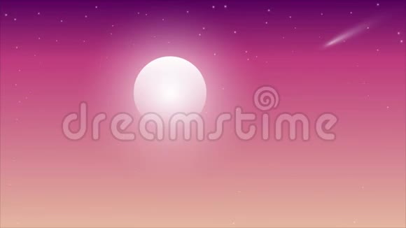 紫罗兰色天空中的月亮和彗星视频的预览图