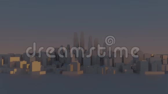 三维插图视频抽象的3d白色简单城市视频的预览图