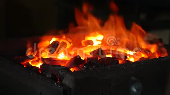 铁匠把铁钩放在火里视频的预览图