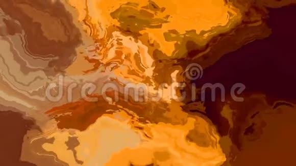 动画彩色背景无缝高清循环视频丙烯酸涂料效果表面彩色棕色赭金蜂蜜黄橙视频的预览图