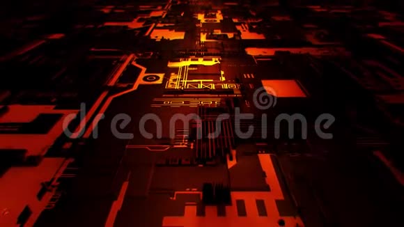 3D橙色科幻母版电路介绍标志背景视频的预览图