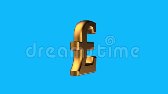 黄金英国波德货币标志旋转动画无缝循环蓝底新品质独特金融视频的预览图