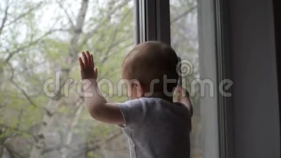 小男孩望着窗外视频的预览图