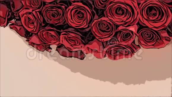 作物从上面看一大束精致的红玫瑰视频的预览图