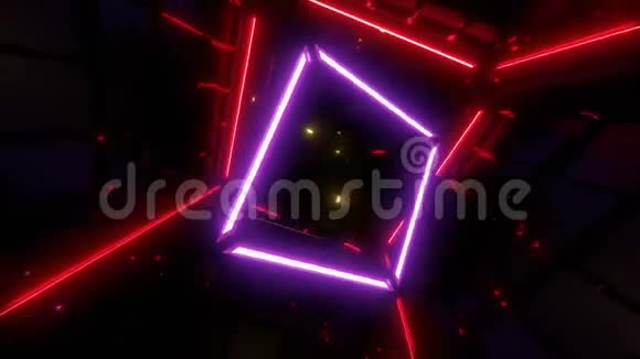 紫色线框立方体动画vjloop与红色灯光背景视频的预览图