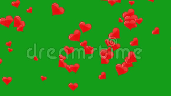 红心运动图形绿色屏幕背景视频的预览图