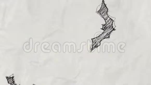 铅笔绘画风格的飞行蝙蝠素描视频的预览图