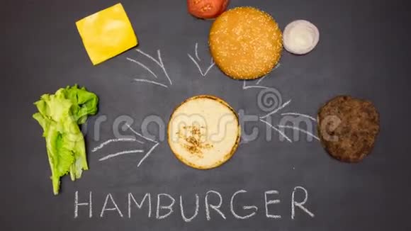 建造一个汉堡停止运动动画视频的预览图