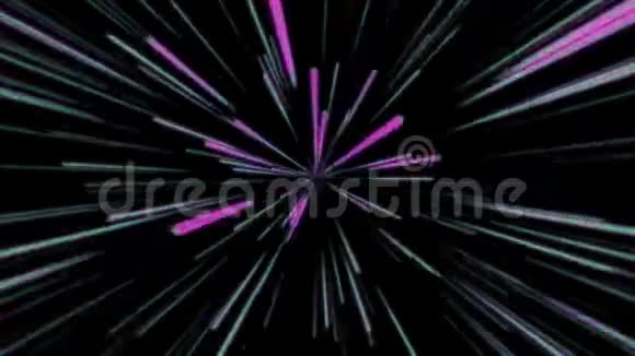 抽象宇宙背景4k绿色和紫色的霓虹灯在运动中发光和线条循环动画视频的预览图