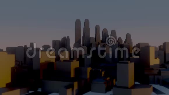 三维插图视频抽象的3d白色简单城市视频的预览图