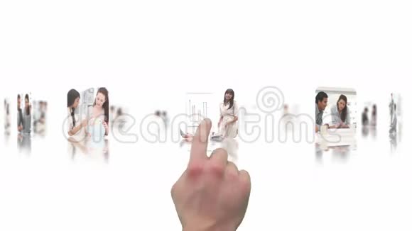 手滚动的蒙太奇视频涉及一个女商人视频的预览图