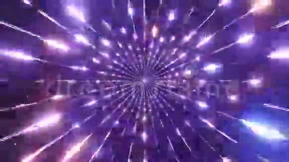 圆形金属隧道管与闪烁迪斯科灯三维插图运动背景现场壁纸图形艺术作品视频的预览图