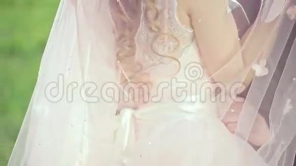 美丽新娘的腰部有双手视频的预览图
