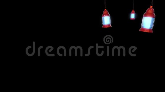 三个发光的红灯笼黑色背景高清1920视频的预览图