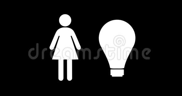 女性和灯泡形状颜色4k视频的预览图