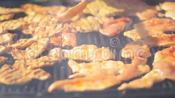 烧烤野餐用鸡胸肉烤视频的预览图